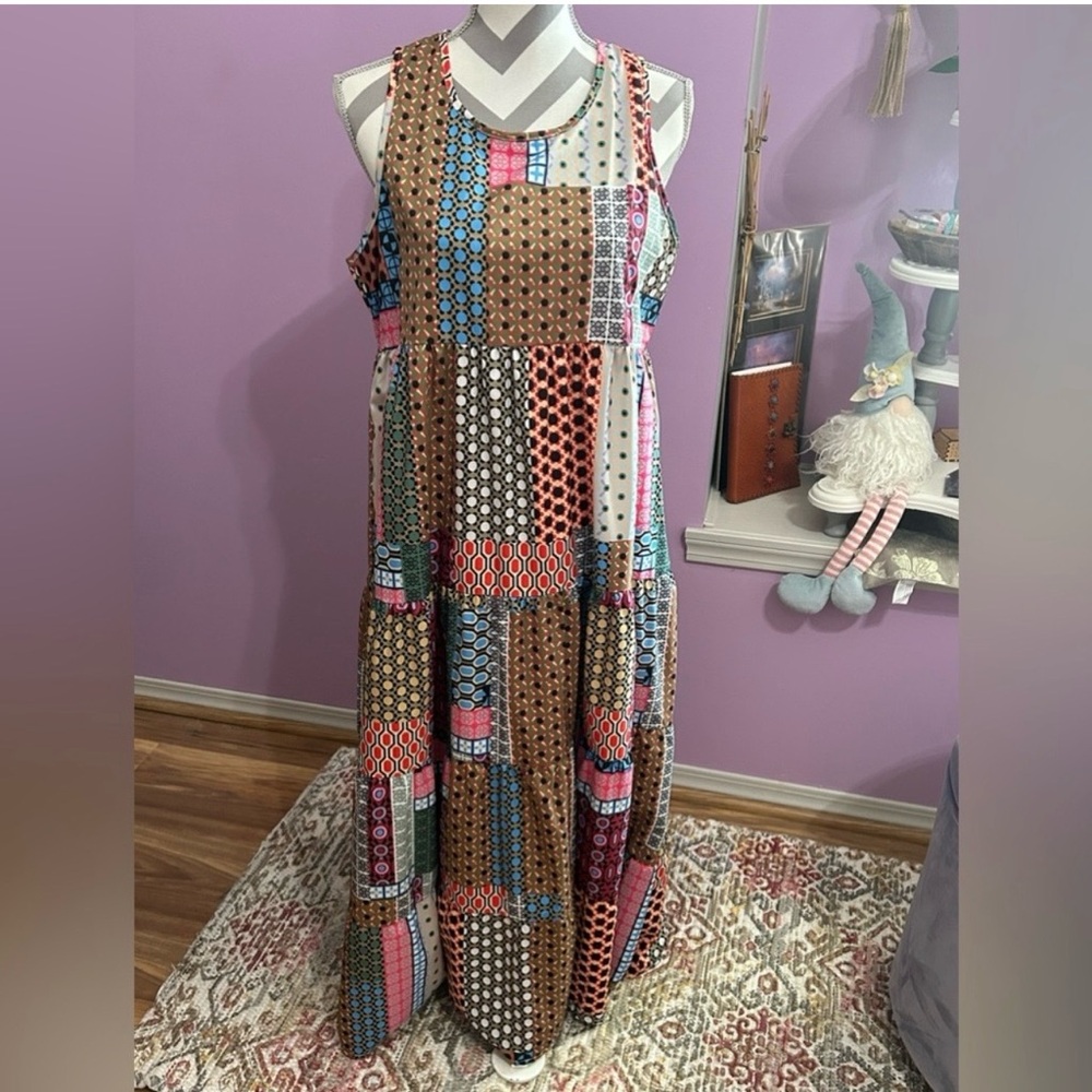 Multicolor Patchwork Maxi Dress - image 1